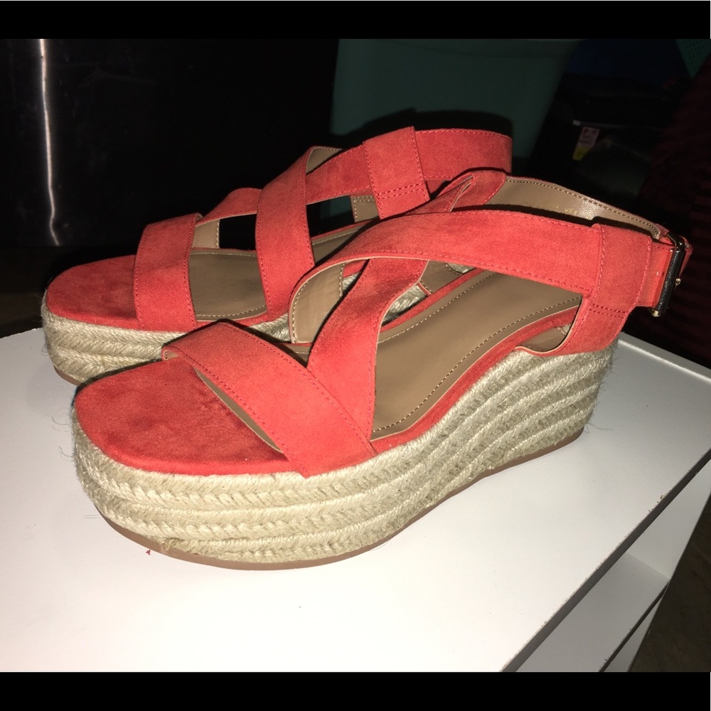 H&M Orange Wedge Sandal, Size 8.5 - Picture 9 of 12